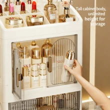 Light Luxury Double Door Drawer Organizer, Desktop Dustproof Cosmetic Storage Rack, Vanity Skincare Lipstick Storage Box - 雙開門2抽屜 - 查看 8