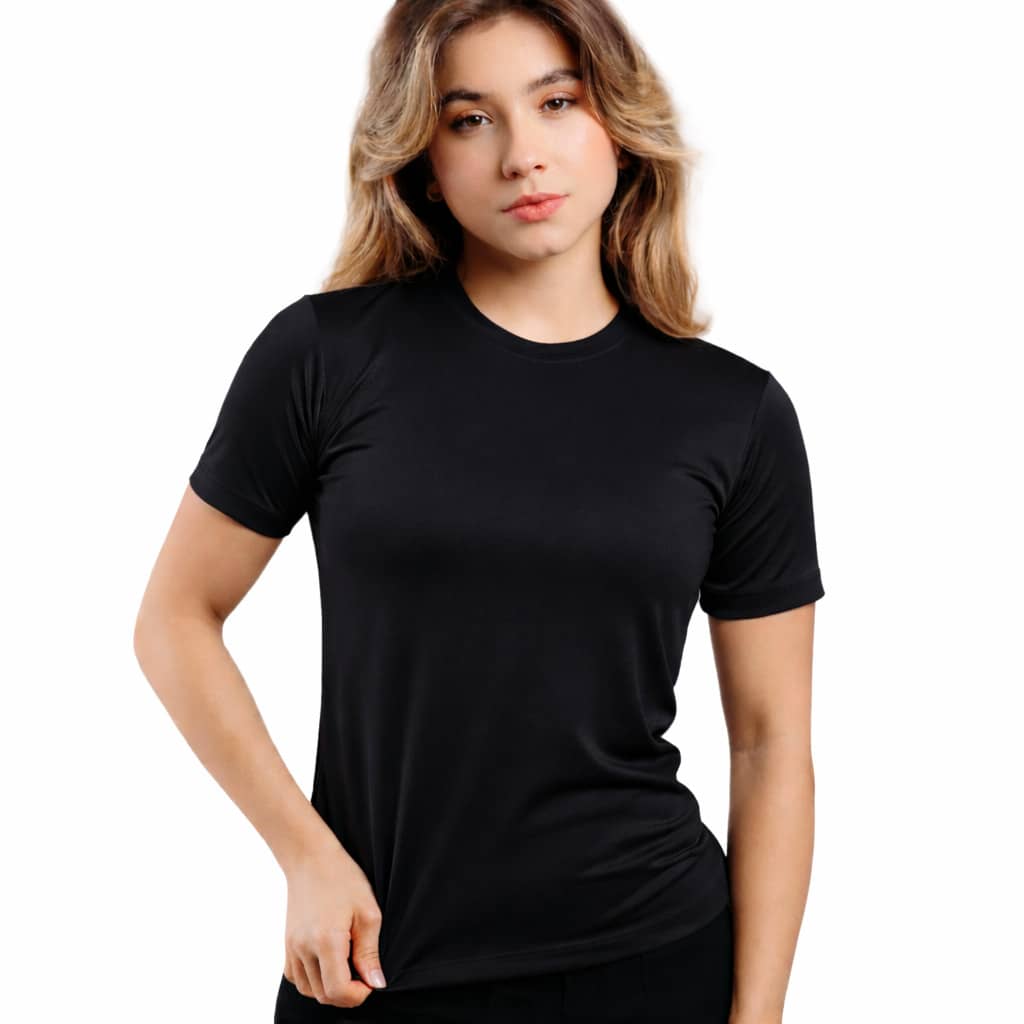 Women's Dry Short Sleeve T-Shirt Workout Gym Blouse - 黑色 - 查看 1