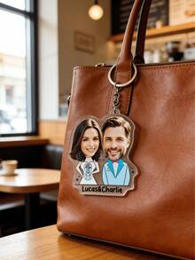 1/3/5pcs Custom Creative Wedding Keychain With Personalized Acrylic Photo Portrait - Customize Couple Photos And Text, Personalized Photo Keychains, Wedding, Anniversary, Valentine's Day Gifts - Multicolor - View 11