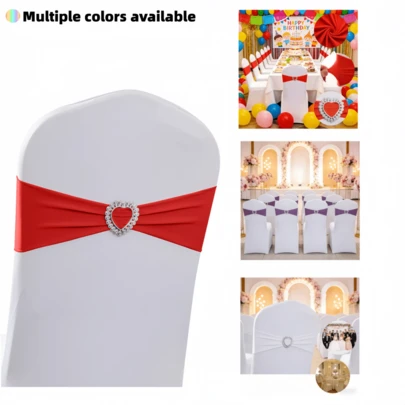 10/30/100 قطعة من أشرطة الزينة المرنة للكراسي بتصميم عقدة بدون ربط - أشرطة زخرفية مرنة سهلة التركيب مع أقفال بشكل قلب لامع، مناسبة لتزيين ظهور الكراسي، أغطية الكراسي، حفلات عيد الميلاد، الزفاف، الولائم، الحفلات، فعاليات الفنادق، مناسبة لحفلات عيد الميلاد، الزفاف، التخرج، حفلات الترحيب، مؤتمرات الفنادق، المدرجات، عيد الفصح وغيرها من أماكن حفلات المناسبات