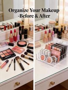7/8 rutnät transparent akryl makeup-palettorganisatorbox - transparent ögonskuggspalettställ och kosmetikförvaringsställ - platsbesparande skrivbordsorganisator, garderob, badrumsskåp - lämplig för sovrum, heminredning och makeupstation - Multifärgad - Visa 4