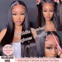34 Inch Wear And Go Glueless Wig 13x4 13x6 Lace Front Wigs Human Hair Pre Plucked Straight HD Lace Front Wigs Brazilian Virgin Human Hair 200 Density With Baby Hair Straight Glueless Wigs Human Hair For Women - Natural Black - 查看 7