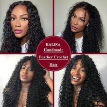RALISA Luxury Burmese Curly Human Hair Crochet Human Hair Bundles Virgin Hair Extension 1pc High Grade Real Double Weft Hair Weave High Gloss Long Lifespan Hair Daily & Salon Quality Use Soft & Silky Premium Invisible Hair Extensions 22 Inch 120g Knotless Pre-Separated Crochet 3c4a Water Curly Hair Lightweight Reusable Virgin Hair Extensions For Women Natural Black Color Gifts Hair Accerssories Christmas Decrotions Burmese Curly Crochet Human Hair Knotless Pre-Separated Feather Human Crochet Hair Lightweight Reusable  Will Give You Shining Look For Daily Life, And Theme Parties And So On Pelucas De Cabello Glueless Human Hair Wig Wavehuman Hair Wig  Human Hair Weft Real Hair Extensions Clip In Hair Weft Keratin Bond Hair Weft Seamless Hair Weft Christmas  Glitter Hair Xmas Hair Accessories Crimson Red Human Hair Volumizing Hair Weft Christmas Human Hair Weft - Crimson Red Bouncy WaveLuxe Gifts For Moments That Matter. #PremiumGifts Your 2026 Beauty Glow-Up Awaits. - Móc len sâu - Xem 7