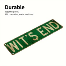 1pc 16"X4" Vintage Style "Wit'S End" Metal Sign Plaque, Country Farmhouse Wall Decor For Home, Kitchen, Bar Or Cafe | Humorous Drip Design, Easy To Hang, No Power Needed, Ideal For Bathroom Decoration - Multicolor - View 5