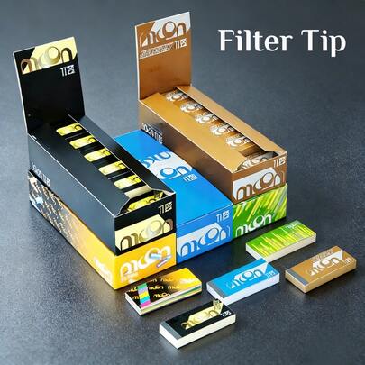 1200pcs 25mm Pre-Rolled Filter Tips, Available In 12/24/48 Packs With Multiple Color Options - Moon Double-Coated Brown, Gray, Yellow, Black, Bamboo Fiber, Colored Cardboard, 24 Booklets/Box, 50 Sheets/Booklet, Convenient Portable Packaging, Smooth Rolling With Crease, Ideal For Hand-Rolled Cigarette Enthusiasts And Households
