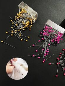 100支/盒仿珍珠头缝纫针，高可见度仿珍珠设计，防丢防缠绕，9种颜色可选，可搭配各种面料和手工风格，适用于六月节项目、季节性手工制品、DIY和定制礼品制作。 - 珠光針盒裝 - 查看 3