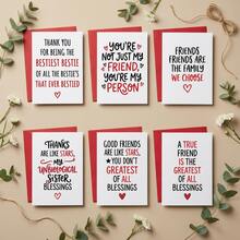 1 Set Funny Valentine's Day Friendship Thank You Cards, Humorous Thank You Cards For Best Friend, "Thank You For Being My Best Friend" Heart Greeting Card, Thank You Gift For Her, Cute Handwritten Style Thank You Card For Girlfriend - Multicolor - View 10