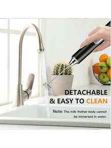 1pc Handheld Electric Milk Frother, Black/White Electric Milk Frother & Mixer, With 2 Replaceable Stainless Steel Attachments, 3 Speed Settings, USB Rechargeable Milk Frother For Coffee, Milk, Egg, Hot Chocolate - Multicolor - View 12