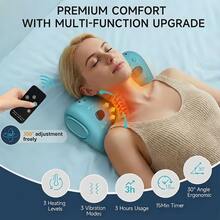 Heated Neck Massager Pillow With Remote Control – Cervical Neck & Shoulder Massage Cushion, 3 Modes & 3 Heat Levels, Ergonomic Neck Support Relaxation Pillow, Portable For Home Office Travel - Black - View 6