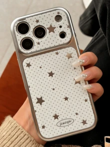 Cute Polka Dots Matte Electroplated Phone Case Compatible With IPhone 17 Pro Max 17Pro 17 16 15 14 Pro Max Y2K Soft TPU Back Cover - Star Polka Dots - View 3