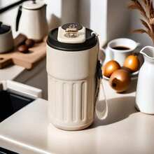 1个智能温度显示保温咖啡杯，便携式不锈钢旅行杯，双层真空保温冷热杯 - 彩色 - 查看 12