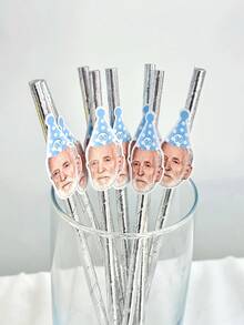 1/12/24/48/60pcs Customized Face Party Paper Straws - Exclusive Face Straws, Suitable For Bachelor Party - Customizable Age And Face Decoration, Suitable For Birthday Party - Decorative, Reusable, Ideal Gift For Him Or Her - Multicolor - View 4
