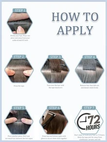 #27 30g 20pcs Straight Tape In Human Hair Extension. 18-28inch. Silky Seamless Invisible For Thin Hair Woman. Add Volume & Length. Natural Look. Top Quality Blue Tape In Hair Tape. - S27 - View 7