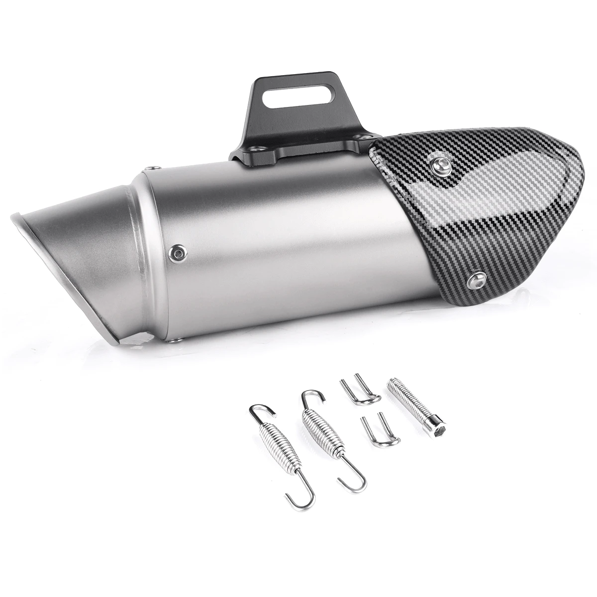 Modificación de la Sección de cola general de la tapa de cola de fibra de carbono con oreja colgante en la boca inclinada de titanio del tubo de escape de la motocicleta (calibre 51 mm)