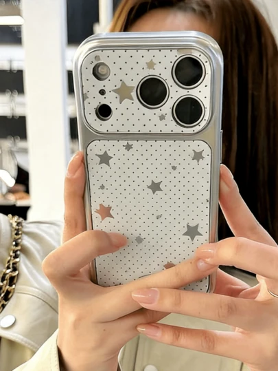 Cute Polka Dots Matte Electroplated Phone Case Compatible With IPhone 17 Pro Max 17Pro 17 16 15 14 Pro Max Y2K Soft TPU Back Cover
