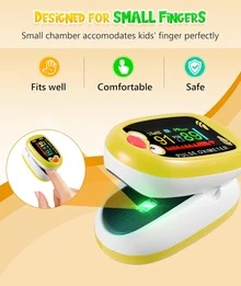 Pulsovital Oximetro pediatrico, oximetro digital recargable, puede monitorear la saturación de oxígeno en sangre, frecuencia del pulso y PI al mismo tiempo, adecuado para pruebas y monitoreo diarios - Amarillo - Ver 4