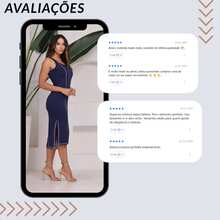 Black And Caramel Lined Tank Top Midi Dress - Perfect Fit, Elegant And Comfortable, Suitable For Casual Or Formal Wear - 藏蓝色 - 查看 6