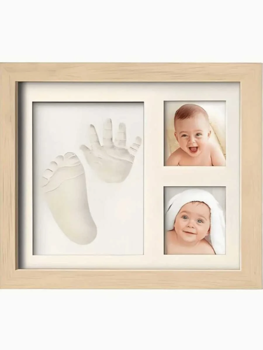 Baby Handprint & Footprint Clay Mold Kit, Newborn Infant Foot Hand Print Keepsake Memorable Gift With Frame, Includes Clay And Frame