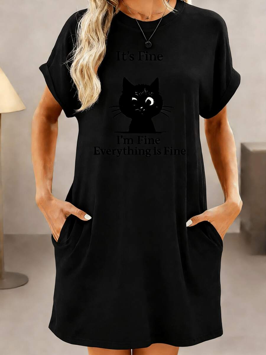 Funny Black Graphic Print Men's Big Size TShirt, Casual Wear, Loungewear, Travel, Stylish Outfit, Comfortable, Streetwear, Summer Fashion, Him, Essential Top 9CQV - 黑色 - 查看 1