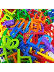 12/24/48/96pcs Colorful Random Stacking Building Blocks Chair Toy, Multi-Person Interactive Desktop Creative Educational Leisure Toy, Thinking Training Puzzle Toy, Stress Relief Toy - Multicolor - View 10