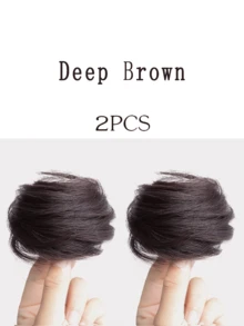 2 chiếc vòng cài tóc giả hình đầu Maruko dễ thương, tóc nối cho trẻ em, tóc giả trẻ em, tóc giả hình nụ hoa cho bé gái, vòng cài tóc giả, tóc dài, túi đựng tóc giả, búi tóc. - Hai tông màu - Xem 13