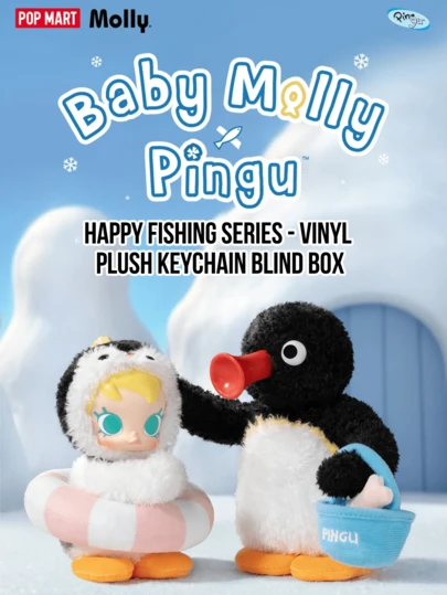 Pop Mart Molly X PINGU Happy Fishing Series - Plush Keychains Blind Box, 6 Regular Styles + 1 Hidden Style, Cute Collaboration Of Molly And Classic PINGU, Bringing You Into The Fun Fishing Adventure World, Showcasing Adorable Underwater And Outdoor Scenes, Crafted With Soft Plush Material, Featuring Charming Expressions And Storytelling Designs, Suitable For PINGU Collectors, Molly Fans, Blind Box Enthusiasts, And Gift Seekers, Great For Birthdays, Holidays, Or Collections