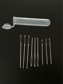 9pcs Big Eye Needles, Sewing Needles, Embroidery Needles, Suitable For Handmade Embroidery, Fur, Leather - -tipped Needle Bottle - View 2