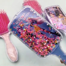 (1pc Random) K-POP Girl Group Square Air Cushion Hair Brush, Cartoon High-Gloss Long Handle Glitter Filled Hair Brush, Versatile - Cute & Fashionable Beauty Lover's Holiday Gift, Helps Detangle Hair And Massage Scalp - Multicolor - View 6