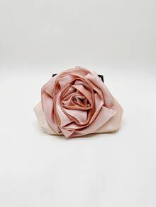 玫瑰花手拿包 | 3D缎面晚宴手提包 | 金属链条单肩/斜挎包 | 让你成为派对焦点 - 杏色 - 查看 2