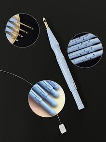 1pc Adjustable Embroidery Awl - Blue, Easy To Use, Durable Plastic Craft Tool For Creating Intricate Patterns - 4-position Adjustable Needle - View 2