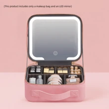 EOLOVA 3-Level Adjustable Brightness LED Cosmetic Bag, Large Capacity Portable Makeup Organizer With Adjustable Dividers, Suitable For Home, Travel And Hotel Use - Multicolor - View 11