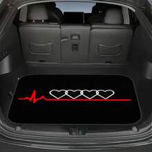 1pc High-Quality Polyester Car Trunk Mat, Heartbeat Pattern Design, Iconic Theme. Suitable For Sedans And SUVs, Durable, Easy To Clean, All-Season, Helps Keep Vehicle Tidy. - A - View 3