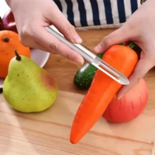 Upgraded Stainless Steel Double-Blade Peeler, Ergonomic Handle Fruit & Vegetable Peeler, Potato Peeling Tool, Kitchen Gadget - Silver - View 7