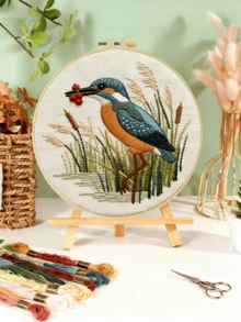 20x20cm/7.9x7.9in Hand Embroidery Kit, Bird Theme Pattern, Suitable For Adult Beginners, Includes Embroidery Cloth, Instructions, Embroidery Frame And Needles, Great Gift For Friends And Family, Home Decor, Office Craft - 20X20cm - View 6
