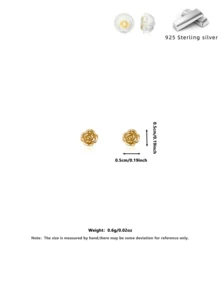 S925纯银玫瑰花耳钉，精致低敏耳饰，浪漫简约可叠戴设计，女士日常、派对、旅行耳环，生日、圣诞节礼盒装 - 彩色 - 查看 10