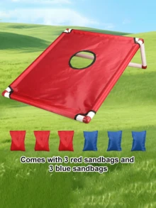 Bộ trò chơi ném túi đậu Cornhole gấp gọn, thiết kế tương phản đỏ và xanh dương, chất liệu vải Oxford dày dặn kết hợp với đế PVC chống trượt, không có họa tiết, bao gồm 8 túi đậu, thích hợp cho sân vườn, tiệc tùng, bãi biển, các buổi tụ họp Giáng sinh và Năm mới. - Trò chơi bao cát - Xem 7