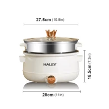 Olla eléctrica multifunción, abertura de 28 cm de ancho, recipiente interior antiadherente para facilitar la limpieza, ajuste de calor de tres velocidades, para cocinar al vapor, hervir, saltear y guisar, todo en uno, un electrodoméstico muy práctico. - Tipo de Enchufe A USA (110-127V) - Ver 2