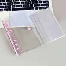 A6透明贴纸簿，活页夹封面，贴纸簿，封口贴，3D贴纸收纳，6孔PVC笔记本封面，DIY日记本 - 彩色 - 查看 14