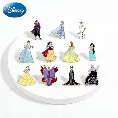 Monogram 1pc Disney Officially Licensed Enamel Pin – Evil Queen Ursula Frozen Elsa Anna Olaf Princess Belle Tiana Snow White Jasmine - Collectible Cartoon Brooch Pin Fashion Alloy Pin For Clothing & Backpack Decoration Perfect Birthday Christmas & New Year Gift