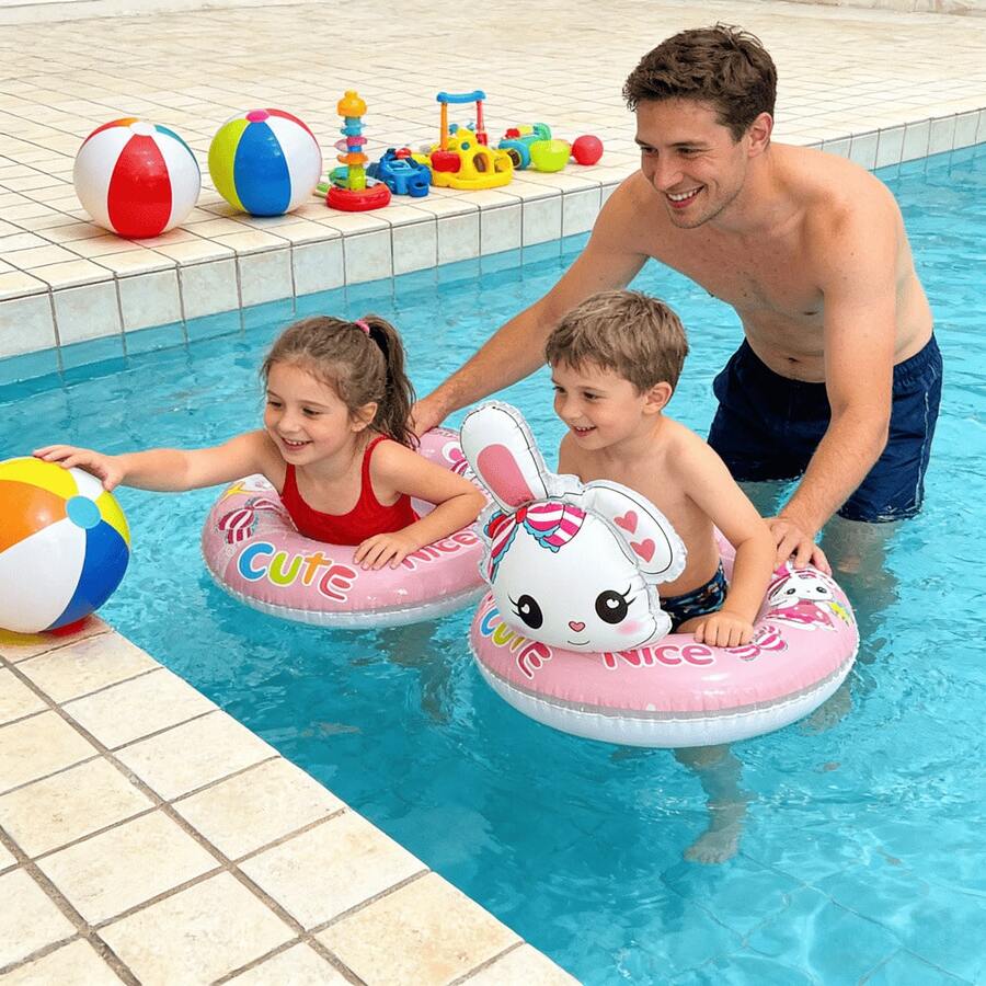 Flotador de Piscina con Orejas de Conejo y Corazones, Antideslizante y  para Niños - conejo - Ver 1