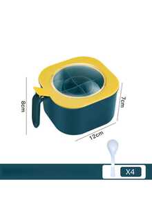 Four-Compartment Spice Storage Box With Spoon - Integrated ABS Spice Container Set, Ideal For Home And Restaurant Use, Rechargeable Kitchen Spice Storage Box, Magnesium Rod/Flint-Free - Multicolor - View 6