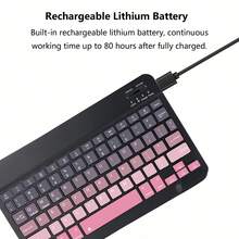 Conjunto de teclado Bluetooth con ratón y alfombrilla, teclado inalámbrico portátil (150mAh) y conjunto de ratón compatible con tabletas , smartphones con iOS 13+ de Apple, Android y Windows - Negro - Ver 5