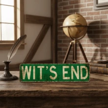 1pc 16"X4" Vintage Style "Wit'S End" Metal Sign Plaque, Country Farmhouse Wall Decor For Home, Kitchen, Bar Or Cafe | Humorous Drip Design, Easy To Hang, No Power Needed, Ideal For Bathroom Decoration - Multicolor - View 6