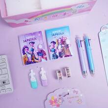 KPOP Witch Hunting Girl Group Stationery Set, Classroom Reward Learning Small Gift, Student Back To School Gift Box, Notebook, Eraser, Ballpoint Pen, Ruler, Bag Charm, Back To School Supplies - Rectangle - View 4