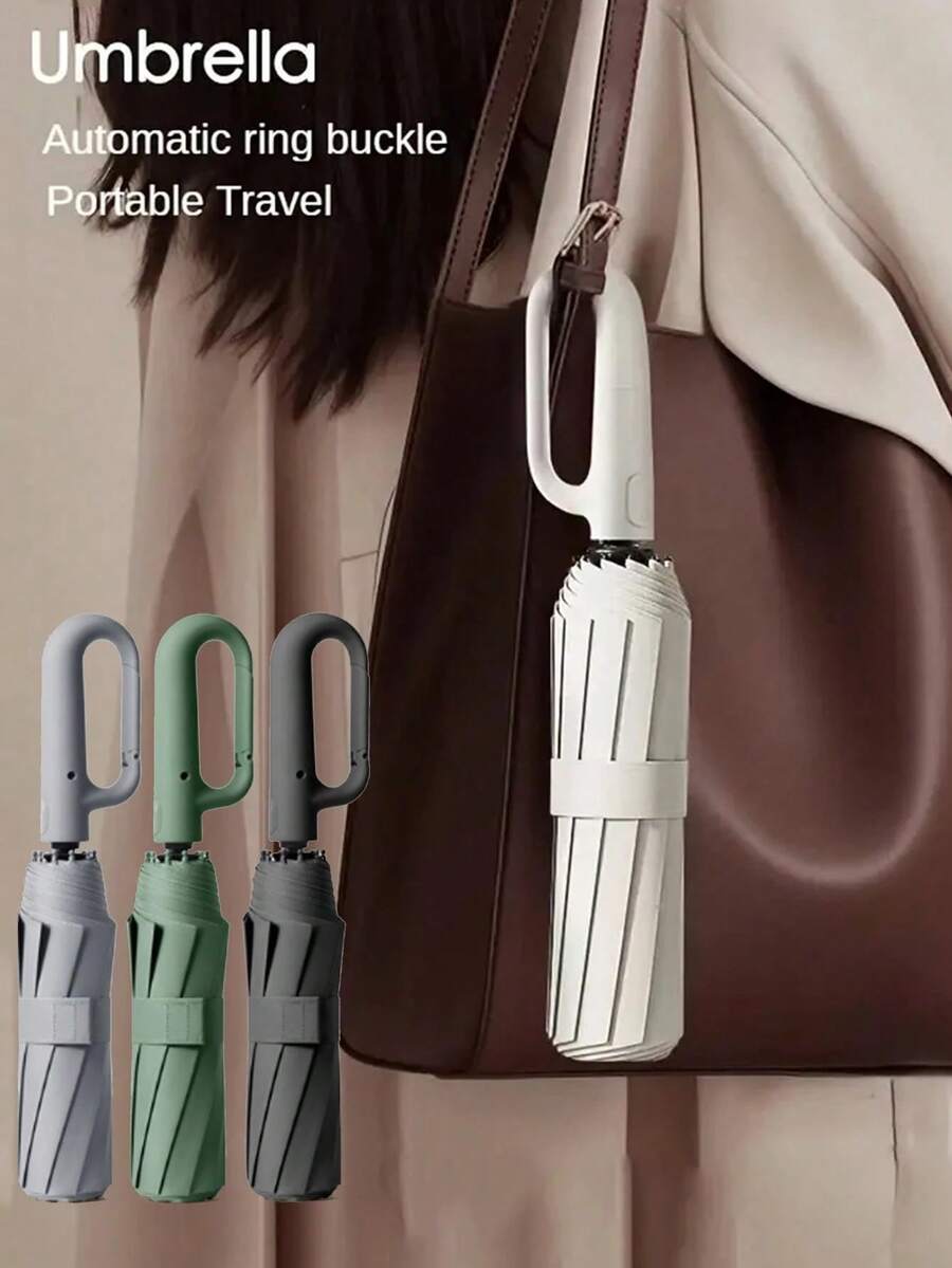 1pc 10-Rib Automatic Open-Close Large Umbrella, Thickened & Reinforced Unisex Foldable Umbrella For Rain And Sunshine (Product Size And Weight Please Note, Ribs And Rib Color Shipped Randomly),Umbrella - A - View 1