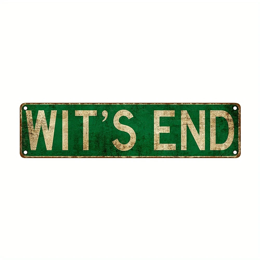 1pc 16"X4" Vintage Style "Wit'S End" Metal Sign Plaque, Country Farmhouse Wall Decor For Home, Kitchen, Bar Or Cafe | Humorous Drip Design, Easy To Hang, No Power Needed, Ideal For Bathroom Decoration - Multicolor - View 1