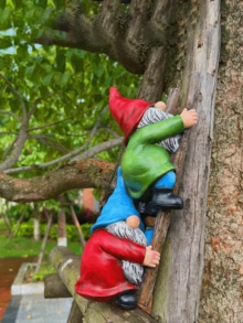 Resin Dwarf Statue With Ladder, Funny Climbing Dwarf Sculpture, Outdoor Decor For Yard, Lawn, Porch, Also A Great Mother's Day Gift - E - View 7