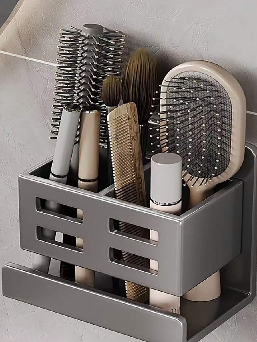 1pc Wall-Mounted Bathroom Storage Organizer Box, Can Hold Toothbrush, Razor And Beauty Tools - No Drilling Required, Durable Plastic Material, Multi-Layer Design, Space-Saving, Suitable For Sink Or Shower, Bathroom Accessories, Shower Caddy, Toothbrush Holder, Wall-Mounted Organizer Rack, Toothbrush Holder Stand - Multicolor - View 1