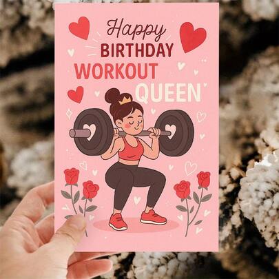 A Fitness Birthday Card, Suitable For Gym Motivation, Fitness Queen Greetings, And Positive Life Wishes - A Paper Card, Appropriate For Both Men And Women, With A Fitness Theme, In English