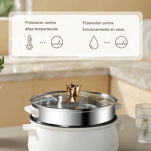 Olla eléctrica multifunción, abertura de 28 cm de ancho, recipiente interior antiadherente para facilitar la limpieza, ajuste de calor de tres velocidades, para cocinar al vapor, hervir, saltear y guisar, todo en uno, un electrodoméstico muy práctico. - Tipo de Enchufe A USA (110-127V) - Ver 4